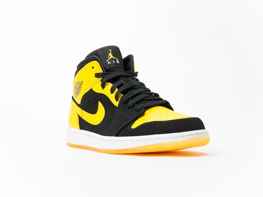 Air Jordan 1 Mid Black-Yellow - 554724-035 -