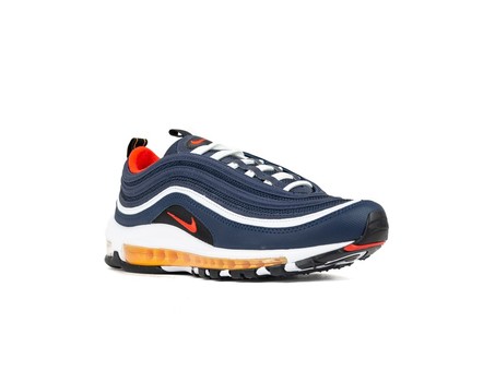 NIKE AIR MAX 97 SHOE MIDNIGHT NAVY-HABANERO RED-BL - - TheSneakerOne