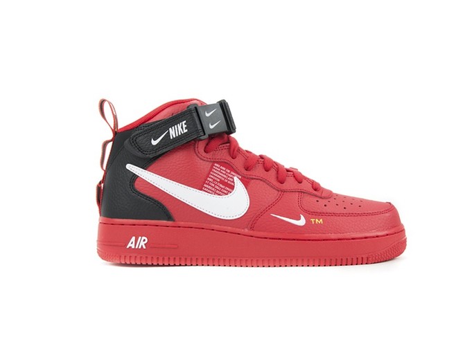 NIKE AIR FORCE 1 MID '07 LV8 SHOE UNIVERSITY RED-W - TheSneakerOne