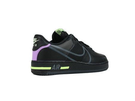 NIKE AIR FORCE 1 REACT BLACK ANTHRACITE-VIOLET VOLT CD4366-001 Zapatillas sneaker - TheSneakerOne
