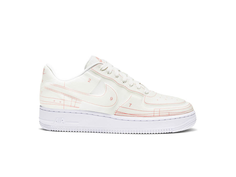 NIKE AIR FORCE 1 07 LX WOMEN SUMMIT WHITE-SUMMIT WHITE-UNIVERSITY RED - CI3445-100 - sneakers mujer -