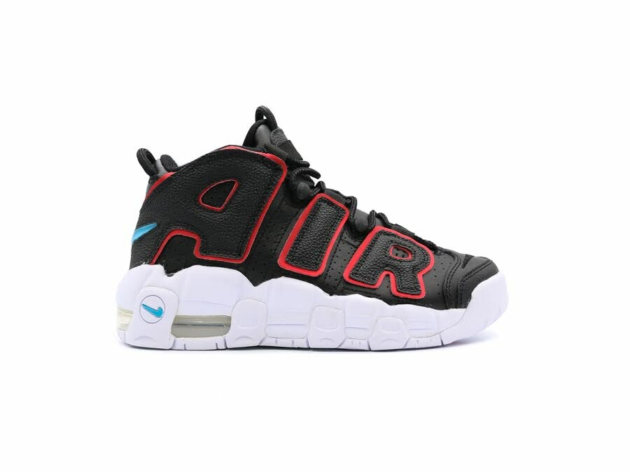 Nike Air More Uptempo Black Fusion Red GS - - sneakers mujer TheSneakerOne
