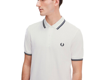 POLO FRED PERRY TWIN TIPPED WHITE BLACK