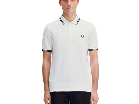 POLO FRED PERRY TWIN TIPPED WHITE BLACK