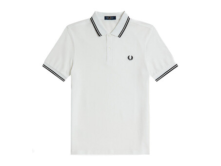 POLO FRED PERRY TWIN TIPPED WHITE BLACK