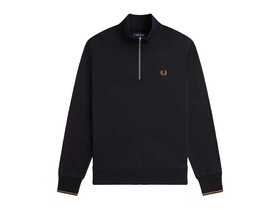 SUDADERA FRED PERRY HALF ZIP BLACK SHADED STONE