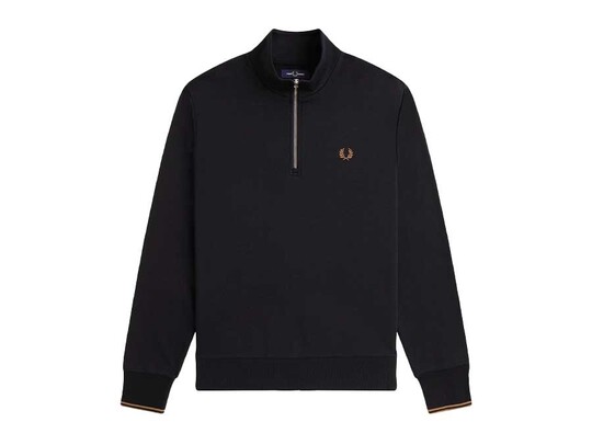 SUDADERA FRED PERRY HALF ZIP BLACK SHADED STONE