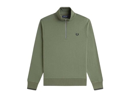 SUDADERA FRED PERRY HALF ZIP LAUREL WREATH GREEN