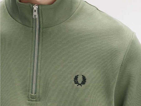 SUDADERA FRED PERRY HALF ZIP LAUREL WREATH GREEN